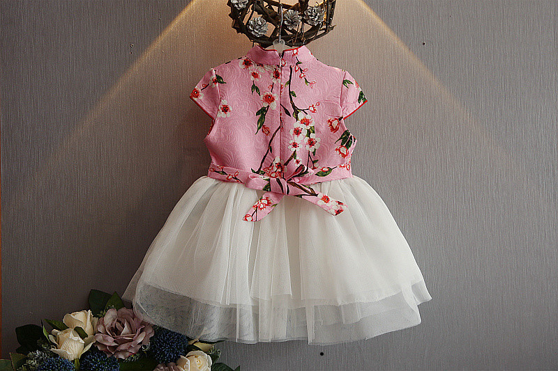 F ชุดจีน กี่เพ้า เด็กเล็ก สีฟ้า,สีชมพู