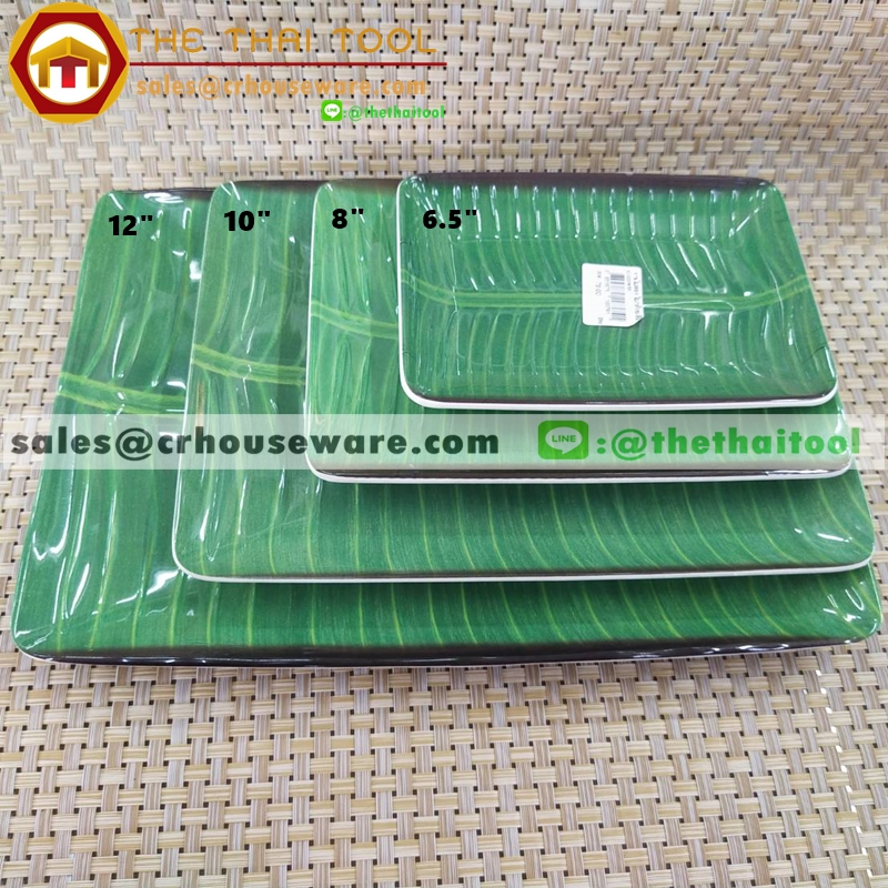 จานลายใบตอง ใบกล้วยเขียว 12" หนาพิเศษ 017-T3712