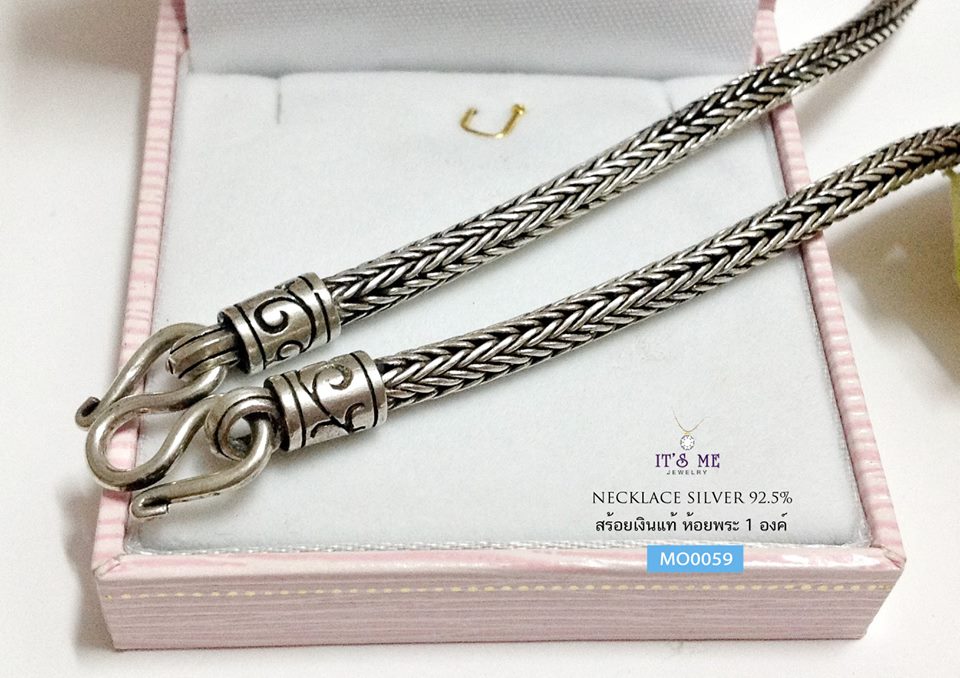 สร้อยคอเงินแท้ 92.5% สร้อยห้อยพระ เส้นใหญ่ ลายหกเสารมดำ (งานไทย) ความหนา 4.0 มิล