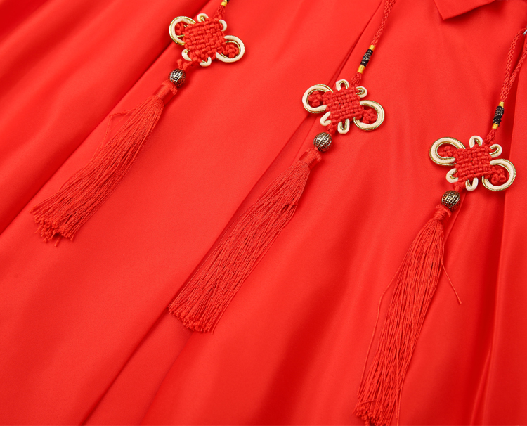 **พร้อมส่ง** ชุดจีน กี่เพ้า ชุดจีนเด็กชาย เสื้อสีแดงแขนขลิบทอง+สแลคดำ รุ่น 2