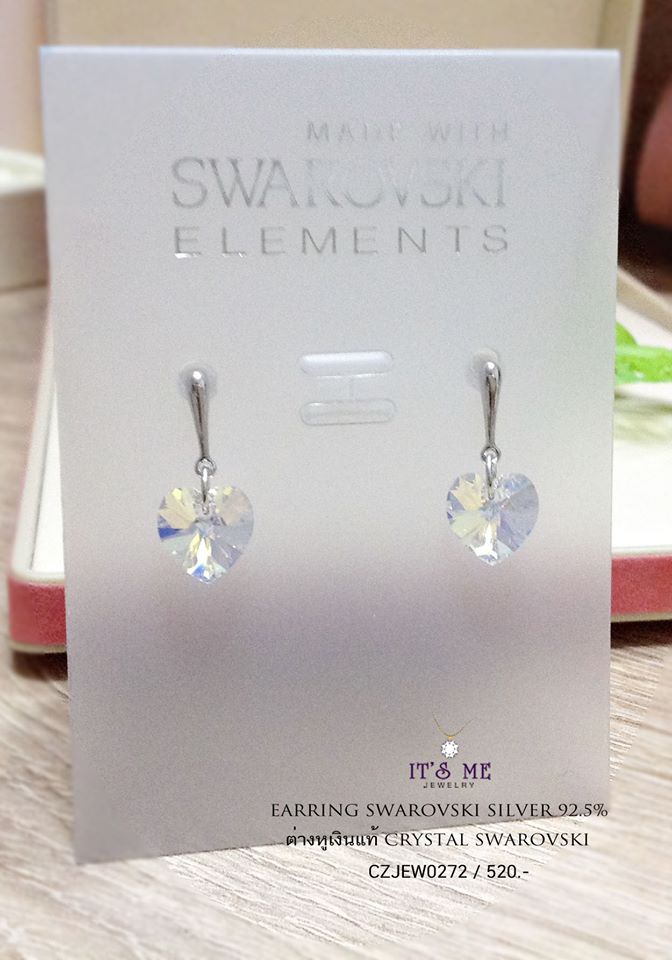 ต่างหูเงินแท้ ต่างหู CRYSTAL SWAROVSKI เรือนเงินแท้ แบบแป้นเสียบ