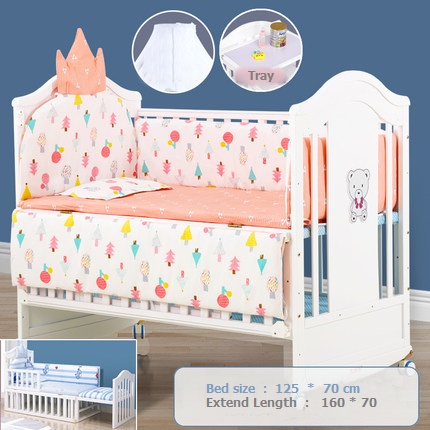 เตียงนอนไม้สำหรับเด็ก White Premium Crown TP21061 (WD17)