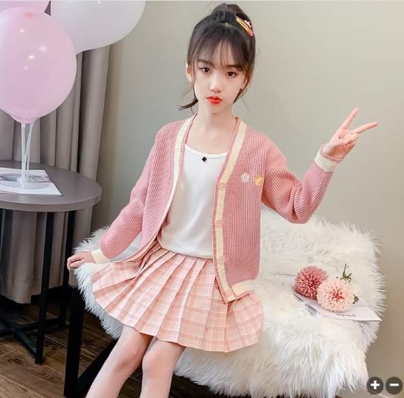 F-กันหนาว: เสื้อกันหนาวเด็ก ไหมพรม คาดิแกน สีพาสเทล