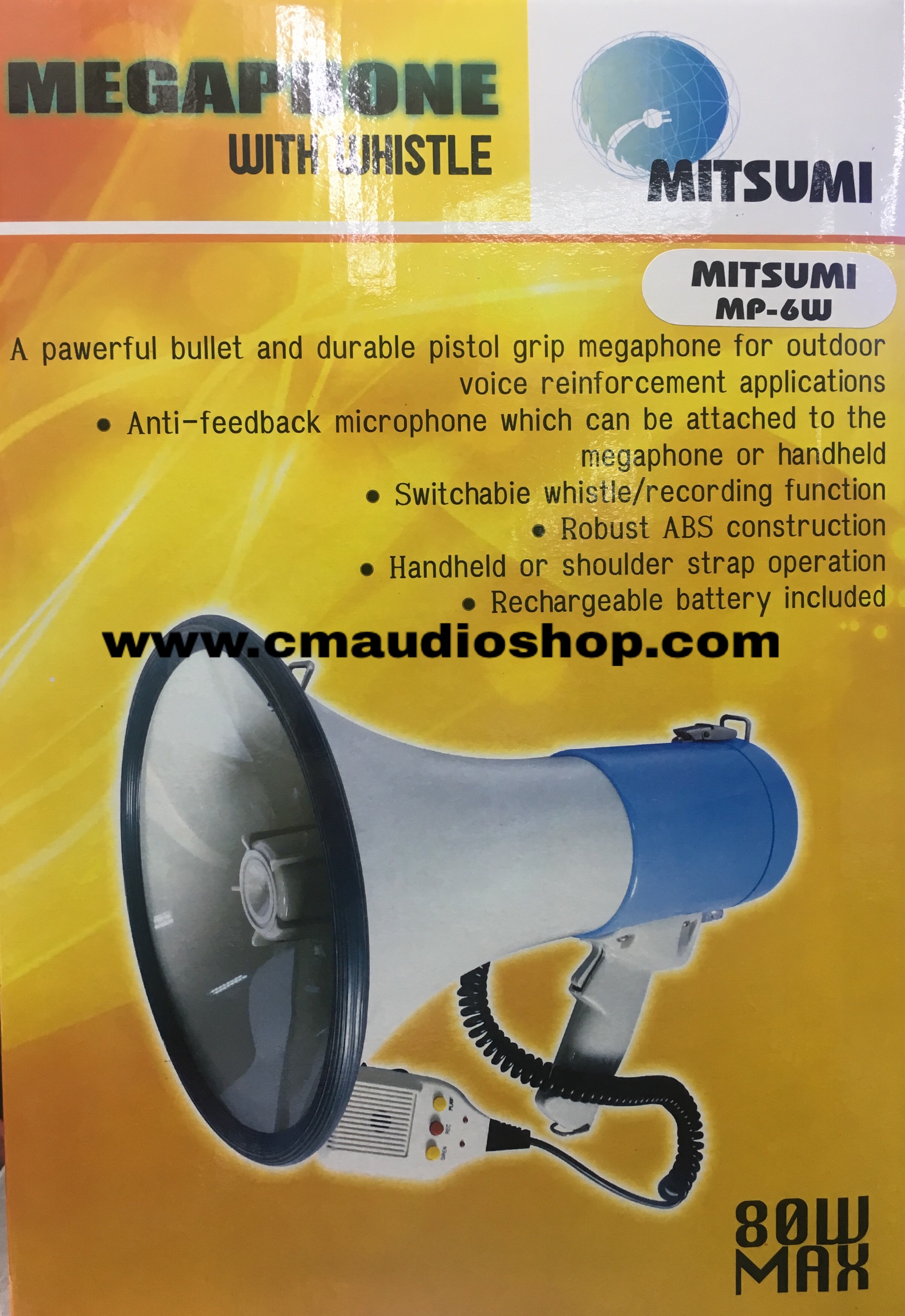 โทรโข่ง9นิ้ว อัดเสียงได้ 25W(80w Max) : Mitsumi MP-6