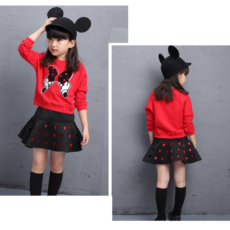 ชุดเด็ก : เซ็ตเสื้อแขนยาว มินนี่ + กระโปรงดำ