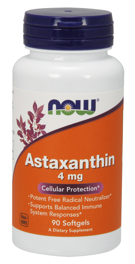 Now Foods Astaxanthin 4mg 90 softgels สารต้านอนุมูลอิสระที่มีประสิทธิภาพสูงที่สุด ลดริ้วรอยก่อนวัยและปกป้องผิวจากการทำลายของแสงแดด ชะลอการเสื่อมของดวงตา