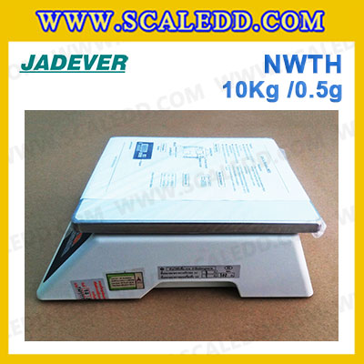 เครื่องชั่งน้ำหนักดิจิตอล พิกัดน้ำหนัก 10kg ยี่ห้อ JADEVER รุ่น NWTH ความละเอียด 0.5g (มีใบผ่านตรวจรับรองจากสำนักชั่งตวงวัด)