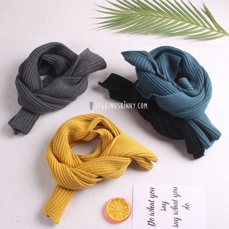 ผ้าพันคอไหมพรมเด็กแบบเรียบ มี 6 สี