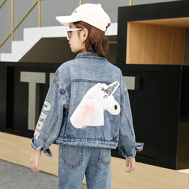 F-กันหนาว:เสื้อแจ็คเก็ตยีนส์+กางเกง ยูนิคอน