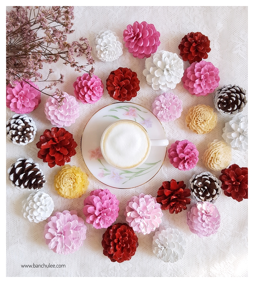 Painted Pine Cone ลูกสนธรรมชาติ ทาสีอะครีลิคสำหรับงานไม้