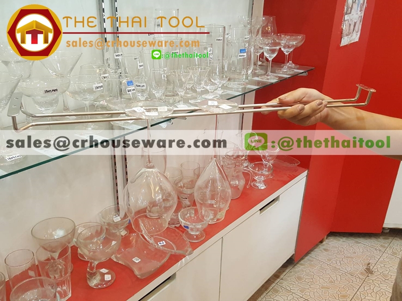 ราวเดี่ยวแขวนแก้ว ยาว 24 นิ้ว Glass hangerကိုကြိုးကွင်း,玻璃衣架,Kính treo,កញ្ចក់ hanger