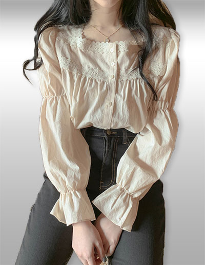 เสื้อแฟชั่นแต่งลูกไม้สวยหวาน รหัส 2396