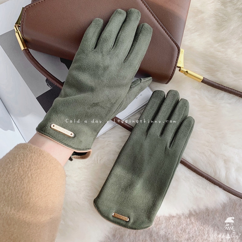 ถุงมือหนังกลับนิ้วสอด ผู้หญิง มี 5 สี