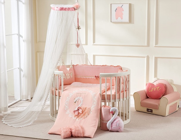 TP21506 เตียงไม้สีขาว Modern Classic OVAL Crib Ivory White (round bed) ดีไซน์สวย WD31