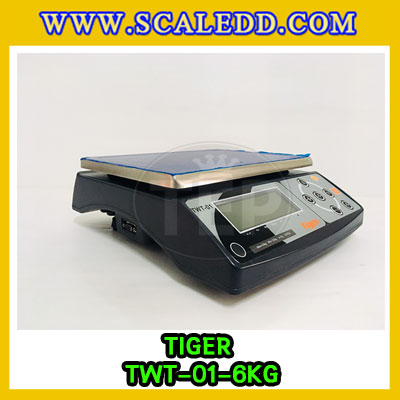 เครื่องชั่งน้ำหนักดิจิตอลตั้งโต๊ะ พิกัด6กิโลกรัม ความละเอียด0.2g ยี่ห้อ TIGER รุ่น TWT (เครื่องชั่งผ่านตรวจรับรองจากสำนักชั่งตวงวัด)