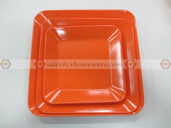 จานสี่เหลี่ยม 8 นิ้ว สีส้ม 017-P666-8