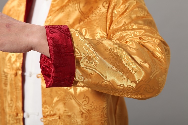 ชุดจีน เสื้อจีนชาย สีแดง-ทอง ใส่ได้ 2 ด้าน