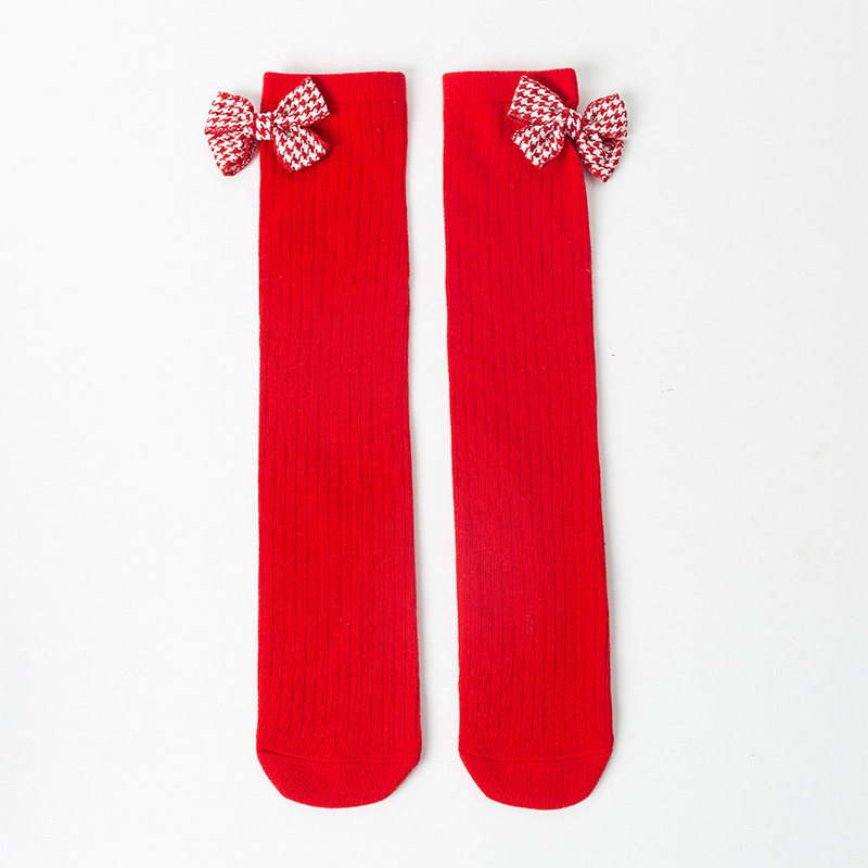 พร้อมส่ง ถุงเท้ายาว ถุงเท้าเด็ก สีแดง คริสมาสต์