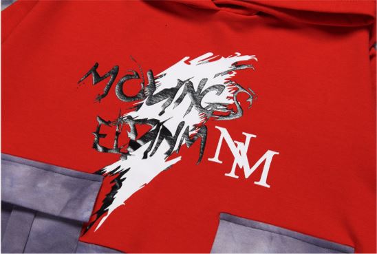 ชุดฮิปฮอปแขนยาวสีดำ-แดง แต่งกระเป๋าหน้า