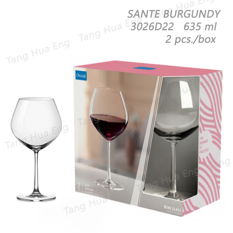 ( 2 ใบ ) แก้วไวน์ Sante Burgundy 635 มล. 3026D22 ยี่ห้อโอเชี่ยน แพ็คคู่ กล่องสี