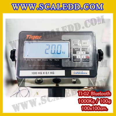 เครื่องชั่งน้ำหนักBluetooth เครื่องชั่งบลูทูธ เครื่องชั่งน้ำหนัก1000kg เครื่องชั่งขนาดใหญ่ 1ตัน ตาชั่ง1ตัน ตาชั่งดิจิตอล1000kg พิกัด 1000kg ความละเอียด 100g ขนาดแท่นชั่ง 100*100cm. ยี่ห้อ TIGER รุ่น TI-02