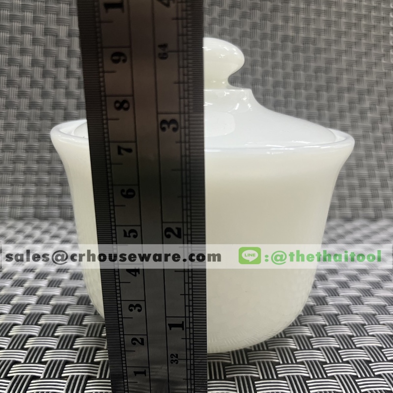 โถน้ำตาลเนื้อมุกพร้อมฝา ลายมุก (ไม่เขียนขอบทอง)