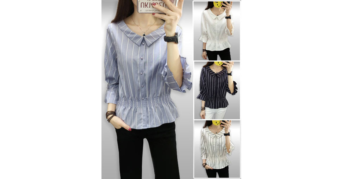 เสื้อแฟชั่นคอปกแบบสวยหวาน มี 4 สี รหัส 2180