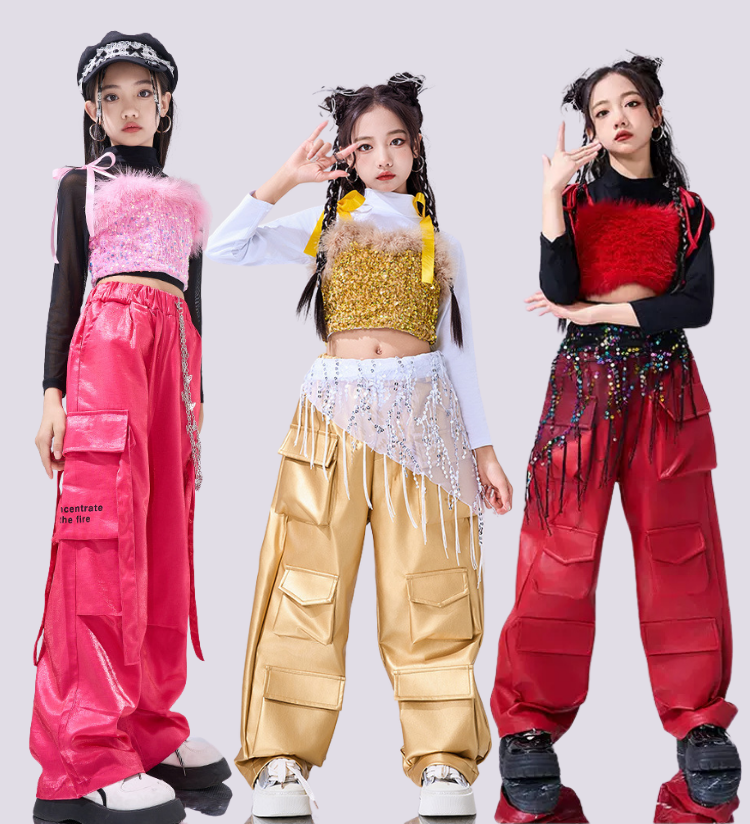 พร้อมส่ง ชุดเต้น เซ็ตเสื้อสายเดี่ยวปักเลื่อม+กางเกงวิ้ง