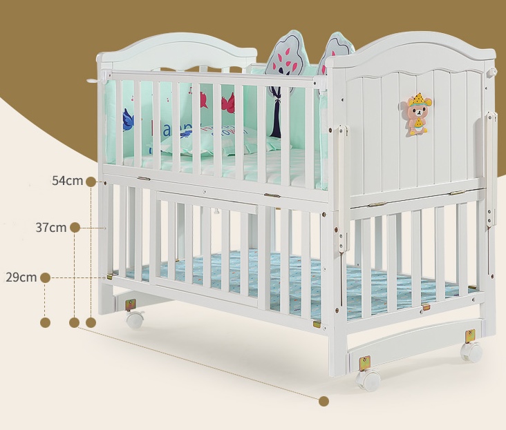 เตียงไม้สีขาวอเนกประสงค์ ปรับเป็นเปลไกว ปรับเป็นโต๊ะได้ TP21055 (WW1)