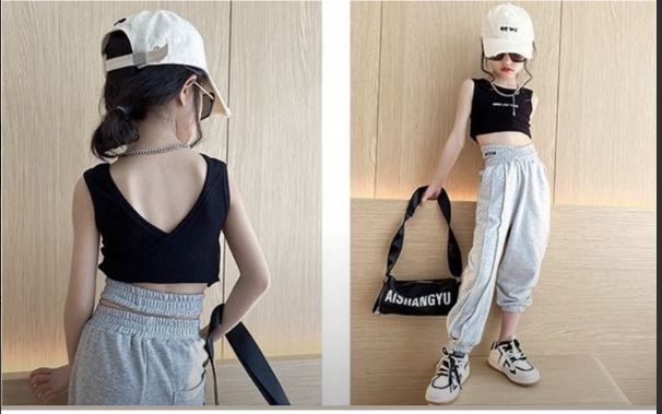 ชุดเต้น ชุด cover dance เสื้อคอวี+กางเกงขายาว