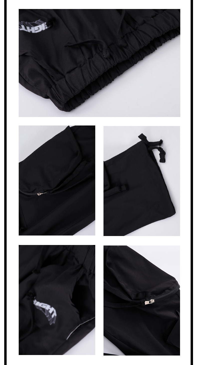 ชุดเต้น ชุดเชียร์ เสื้อเอวลอยสีขาว ดำ+กางเกงคาร์โก้