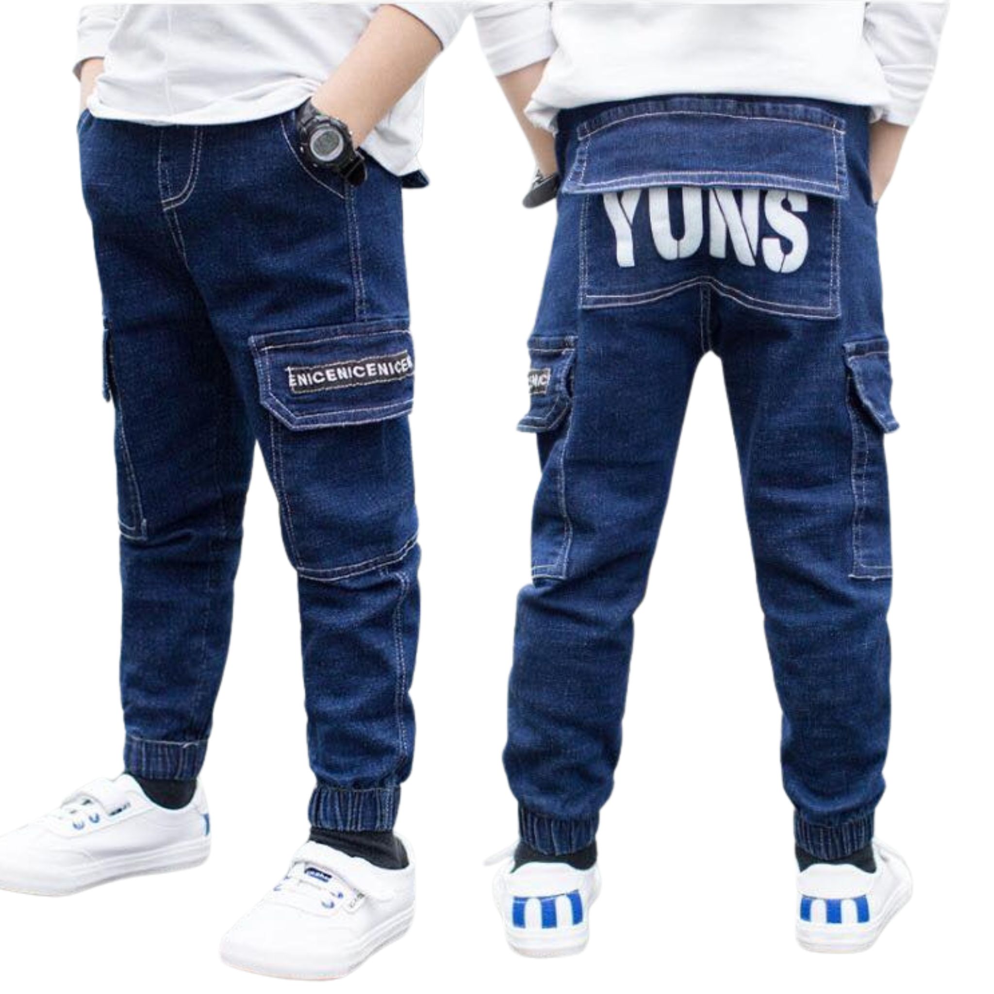 สินค้าพร้อมส่ง กางเกงยีนส์เด็กชาย แต่งลาย