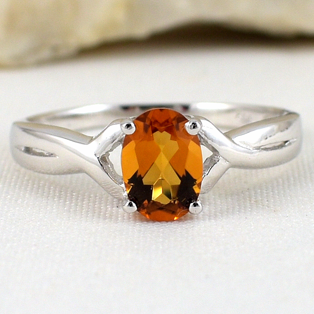 แหวนเงินแท้ราคาถูกชุบทองคำขาว ซิทรินแท้ 0.95 กะรัต งานประณีตสวยงาม สั่งผลิตค่ะ