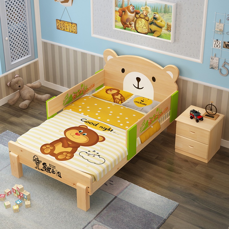 เตียงนอนไม้เด็ก MoMo Bear เตียงเดี่ยว 3ฟุต ลายพีหมี น่ารัก TP21020 (WDK20)