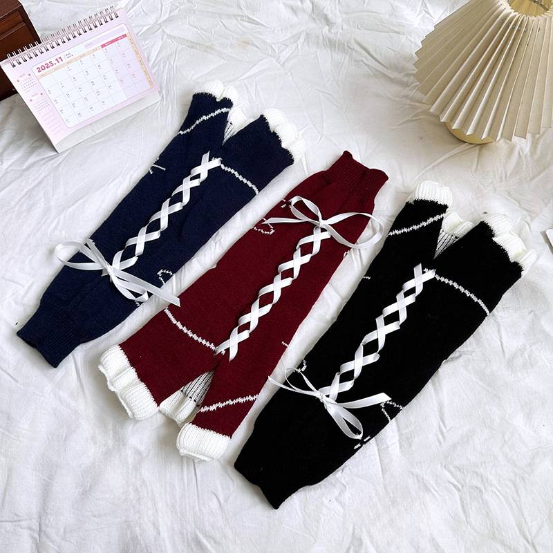 ถุงเท้า Y2K แบบยาว ปลอกขา สไตล์เกาหลีแบบไม่สวมเท้า ใส่แบบยาวหรือแบบย่น เด็กโต - ผู้ใหญ่