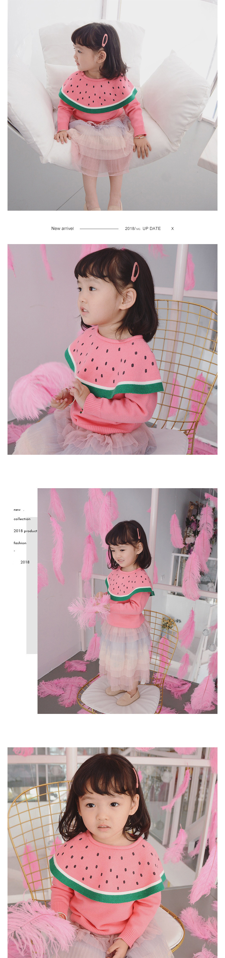 เสื้อกันหนาวเด็ก ลายแตงโม คอกลม