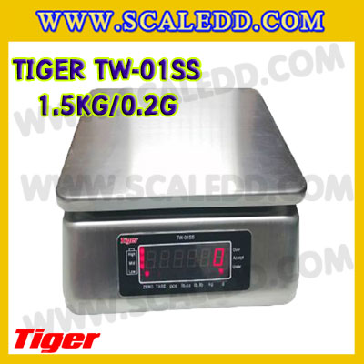 เครื่องชั่งกันน้ำ1500g รุ่น TW-01SS ตาชั่งกันน้ำ1500g เครื่องชั่งดิจิตอลกันน้ำ1500g พิกัด 1500g ความละเอียด 0.2g Waterproof Digital Scale ยี่ห้อ Tiger รุ่น TW-01SS