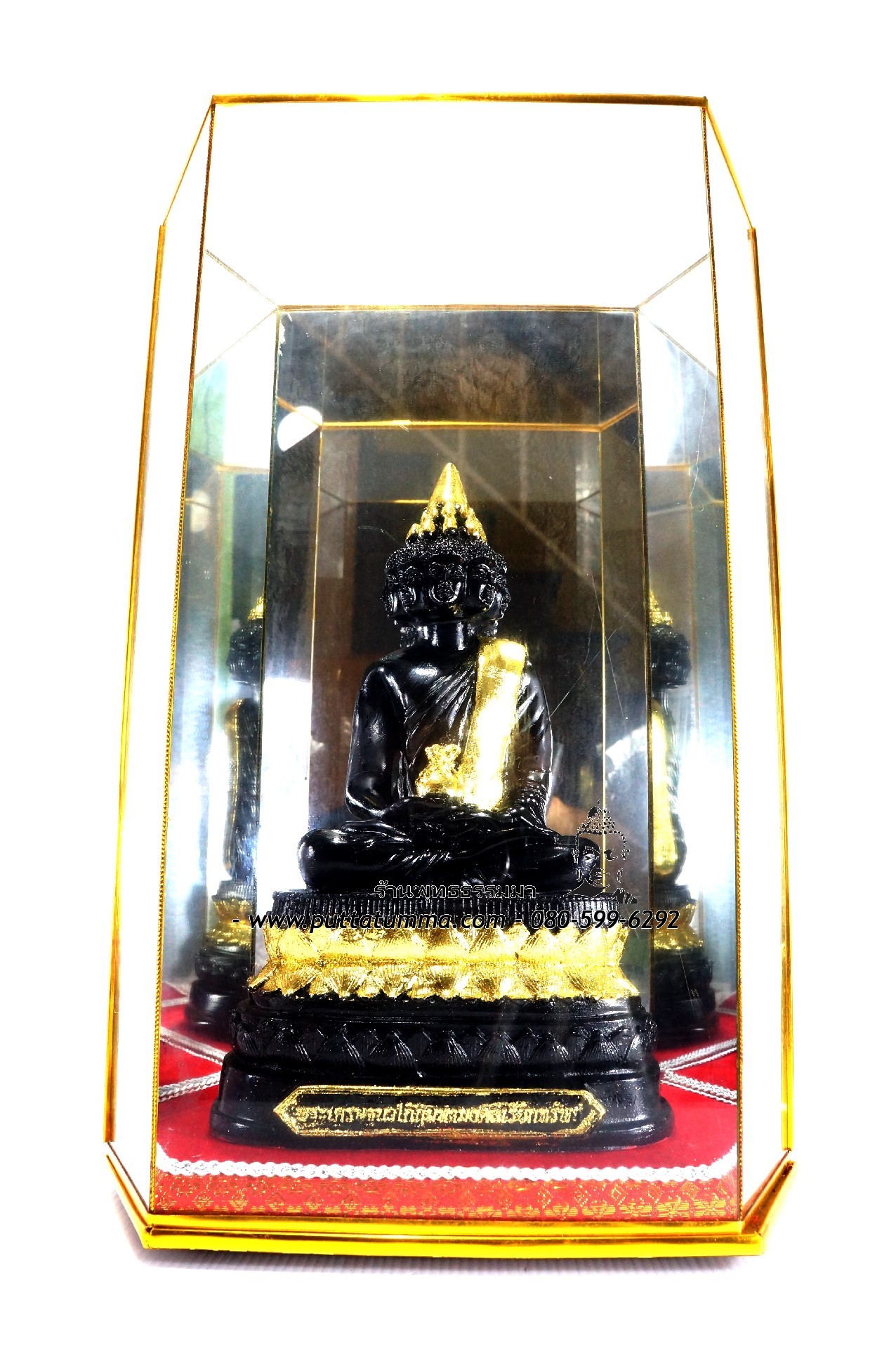 พระเศรษฐีนวโกฎิ เนื้อเรซิ่น ขนาด 5 นิ้ว สูง 10.5 นิ้ว พร้อมตู้ประกอบ ขนาด 8 x 6 x 16 นิ้ว