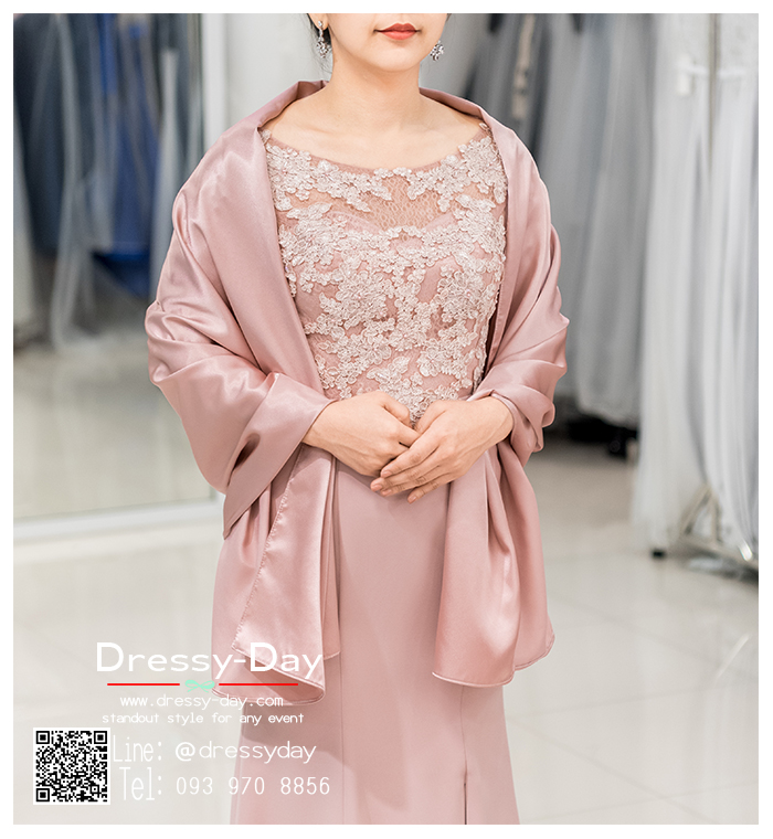 รหัส ชุดผ้าคลุมไหล่ : DD005 ผ้าคลุมไหล่ชุดราตรี ไปงานแต่ง ออกงาน สวย เรียบหรู ไฮโซมากค่ะ พร้อมส่ง สีชมพู/โรสโกลด์