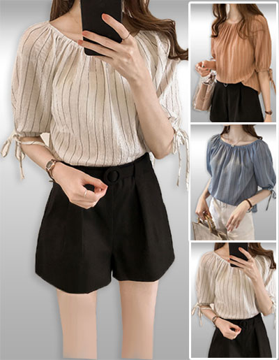 เสื้อแฟชั่นเปิดไหล่แบบสวยหวานมี3สี รหัส2079