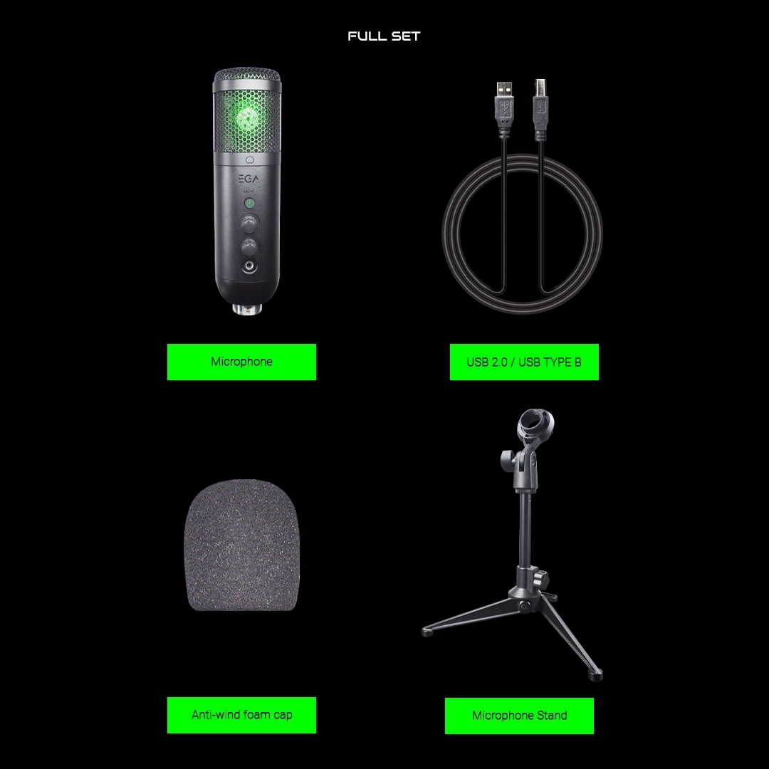 Cardioid Microphone USB 48KHz 16bit by EGA