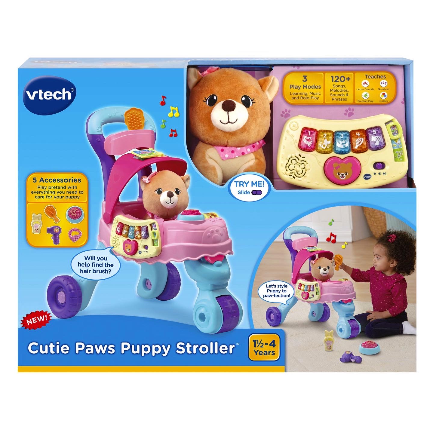 รถเข็น VTech Cutie Paws Puppy Stroller With Plush Puppy
