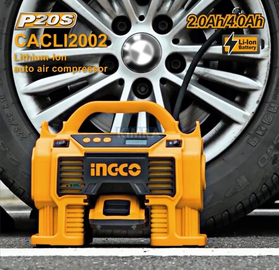 INGCO ปั๊มลมมินิไร้สาย 20V แบต 2.0Ah มีครบชุด กับ เครื่องเปล่า รุ่น CACLI2002 ⬇️⤵️สินค้ามีตัวเลือก