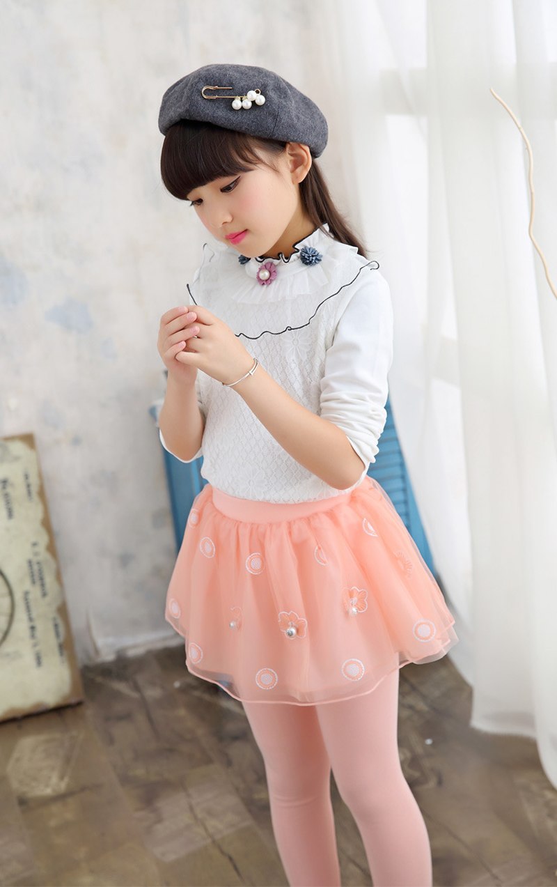 เลกกิ้งกระโปรง ลายดอกไม้ สีดำ ,สีกรม