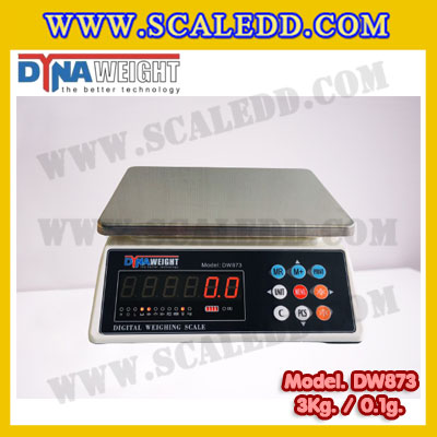 เครื่องชั่งดิจิตอล พิกัดน้ำหนัก 3kg ค่าละเอียด 0.1g ยี่ห้อ Dynaweight รุ่น DW873