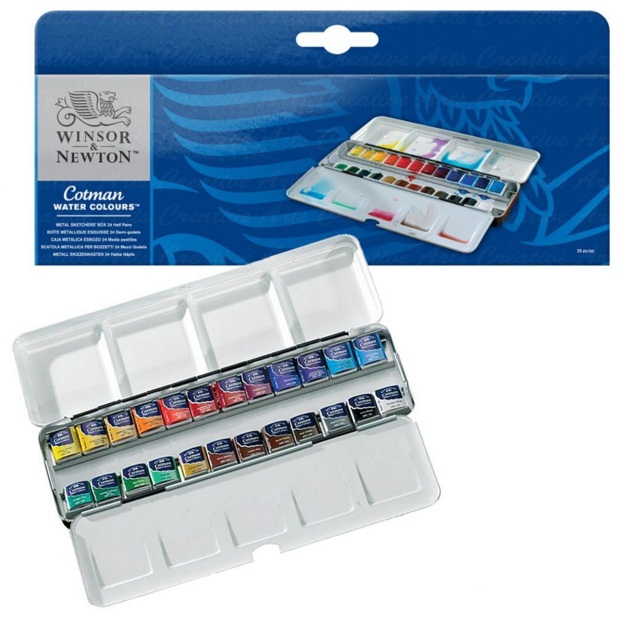 Winsor Cotman Watercolor Metal Box Set of 24