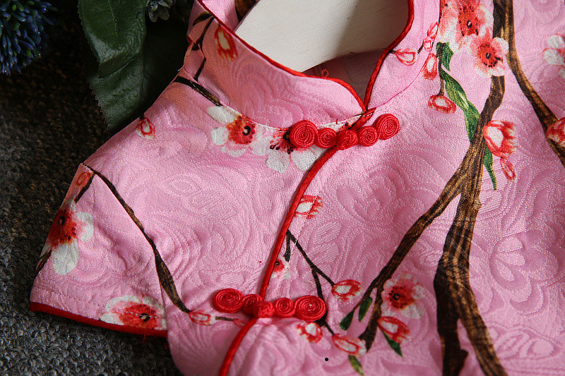 F ชุดจีน กี่เพ้า เด็กเล็ก สีฟ้า,สีชมพู