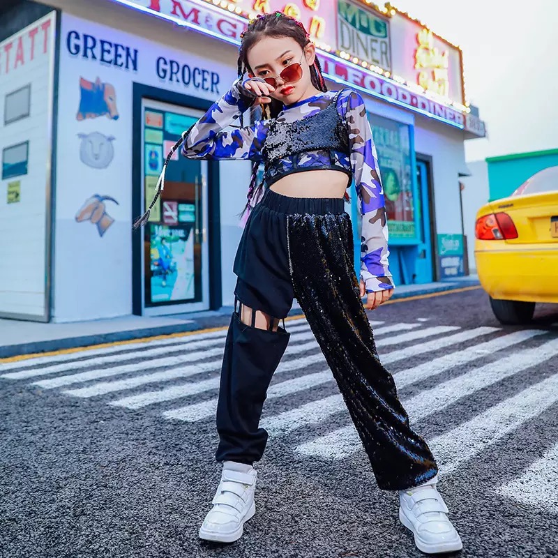 ชุดเต้น ชุดฮิปฮอป เสื้อแขนยาว + กางเกงขายาว สไตล์แบลคพิ้ง