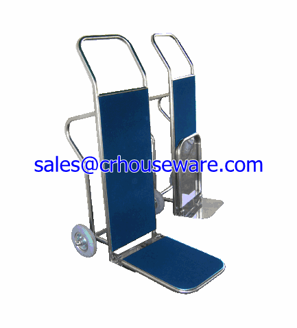 Stainless Luggage Trolley 2 Wheels รถเข็นกระเป๋า 002-UC-083,Xe đẩy hành lý,ឥវ៉ាន់ Trolley,行李車,Luggage Trolley