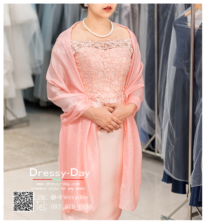รหัส ชุดผ้าคลุมไหล่ : DD004 ผ้าคลุมไหล่ชุดราตรีสีโอรส ไปงานแต่ง ไซส์ใหญ่ เสื้อคลุมชุดราตรีพร้อมส่ง สวย เรียบหรู ใส่ได้หลากหลายโอกาส